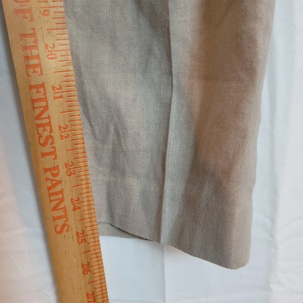 Babaton Women's‎ Beige Linen Blend Pleated Trousers Pull On Pants Coastal Size 6